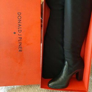 Donald Pliner Tall Leather/Fabric Stretch Boots